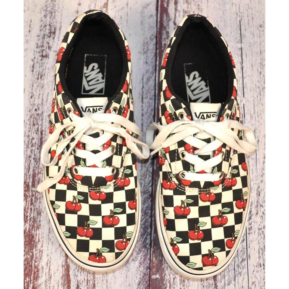 Vans Doheny Cherry Checker Black / White Checkerboard Shoes Woman's Size 8.5 - Picture 4 of 8